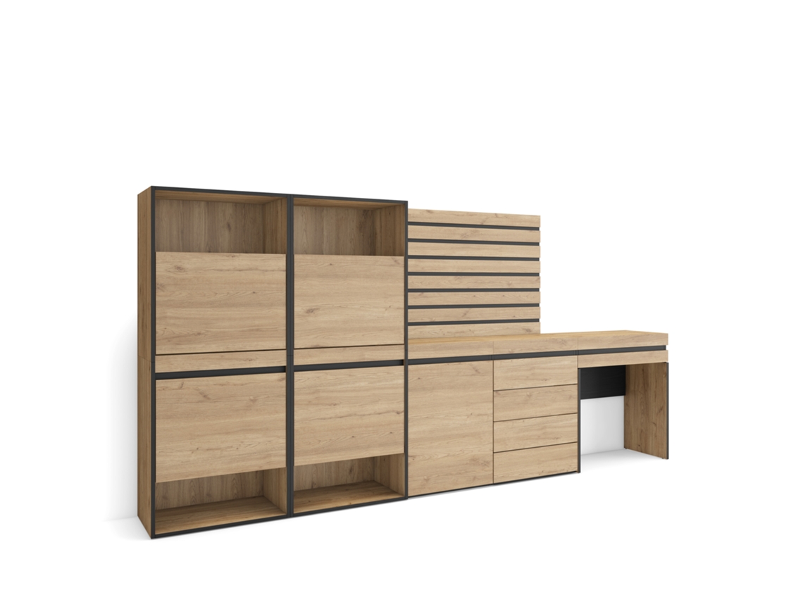 Zapatero | Organización del almacenaje | 297 x 145 x 35 cm | Para dormitorio | Cómoda | Listones decorativos | Madera | Tocador | Roble | Duérmete Online