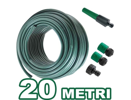 Manguera de Riego de Jardín de 20 Metros de Longitud Con Racores de 4 1/2 Verde TRADE SHOP TRAESIO