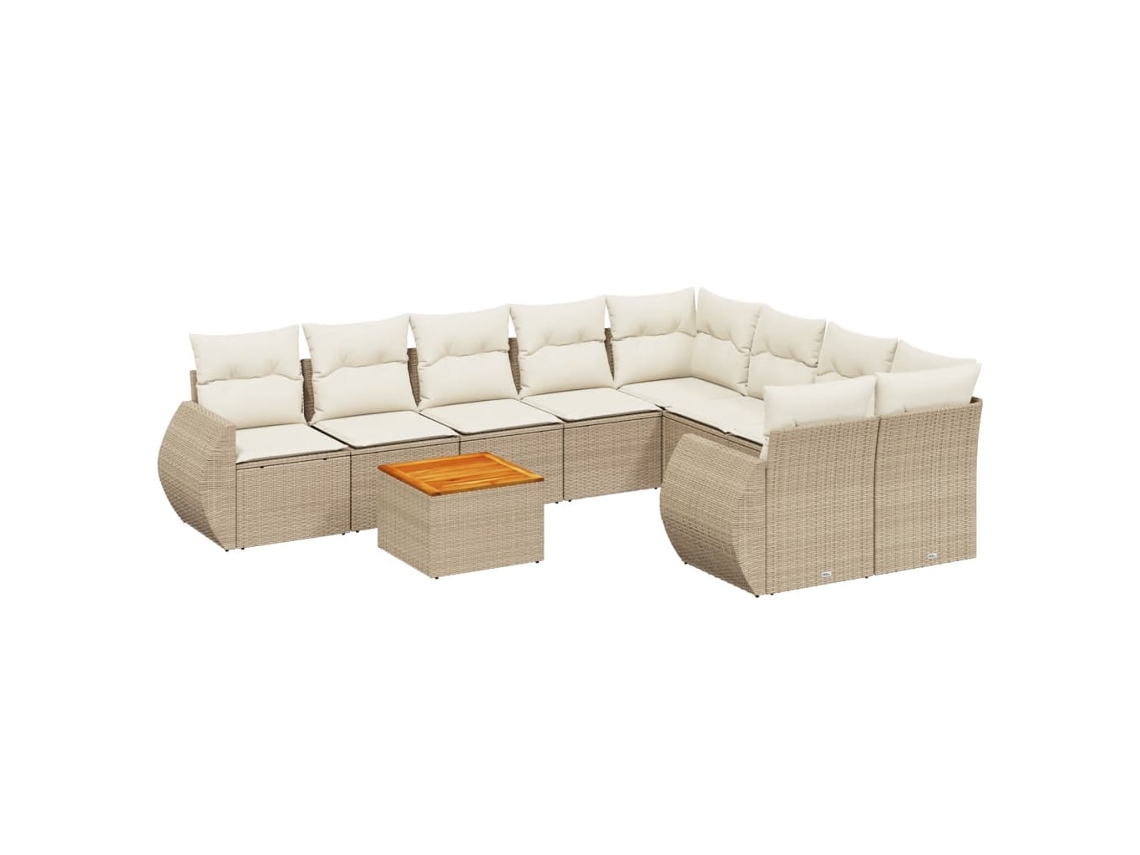 Conjunto de 9 sofás de jardín con cojines de mimbre beige MAISON EXCLUSIVE (90x200 cm)
