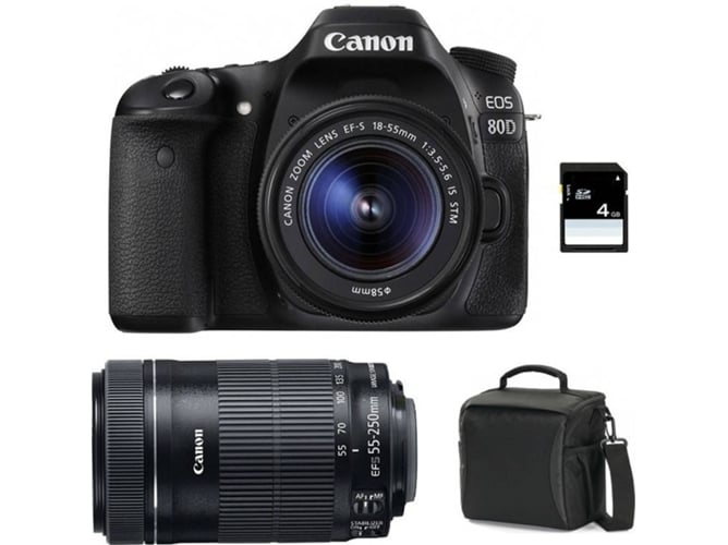 Kit Cámara CANON EOS 80D + 18-55 IS STM + 55-250 IS STM + Bolsa (APS-C)
