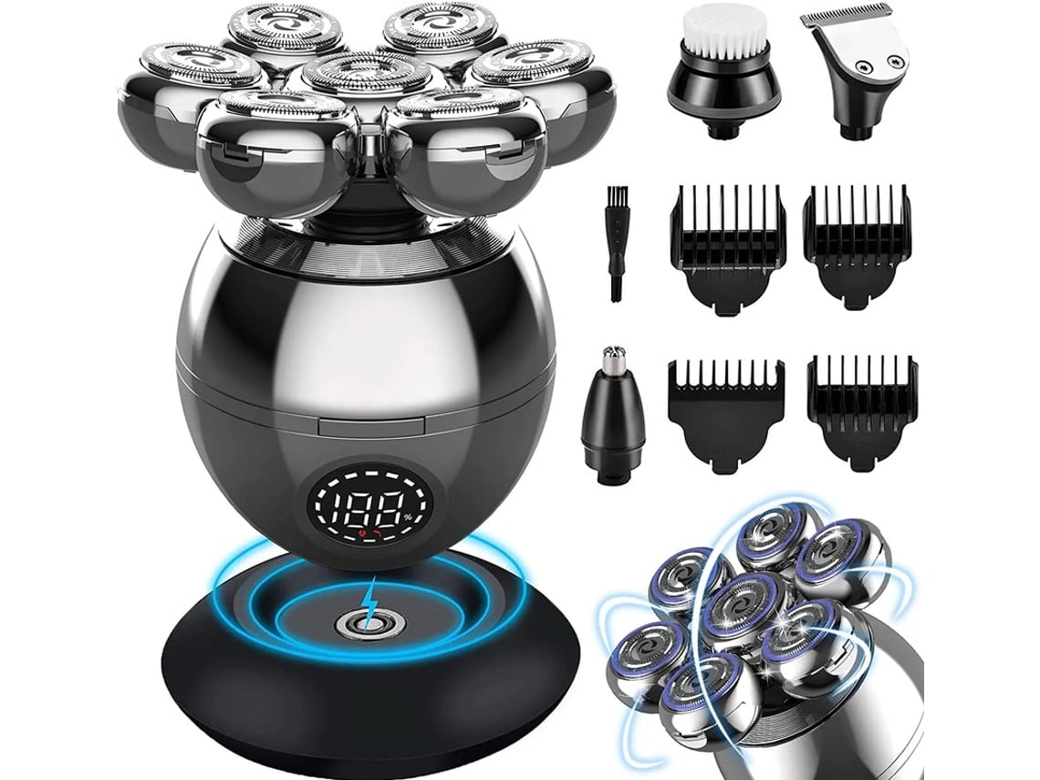 Afeitadora Eléctrica Con 7 Cuchillas Flotantes Y Base De Corte, Carrno Shaver/afeitadora Portátil Para Hombre, Resistente Al Agua*.