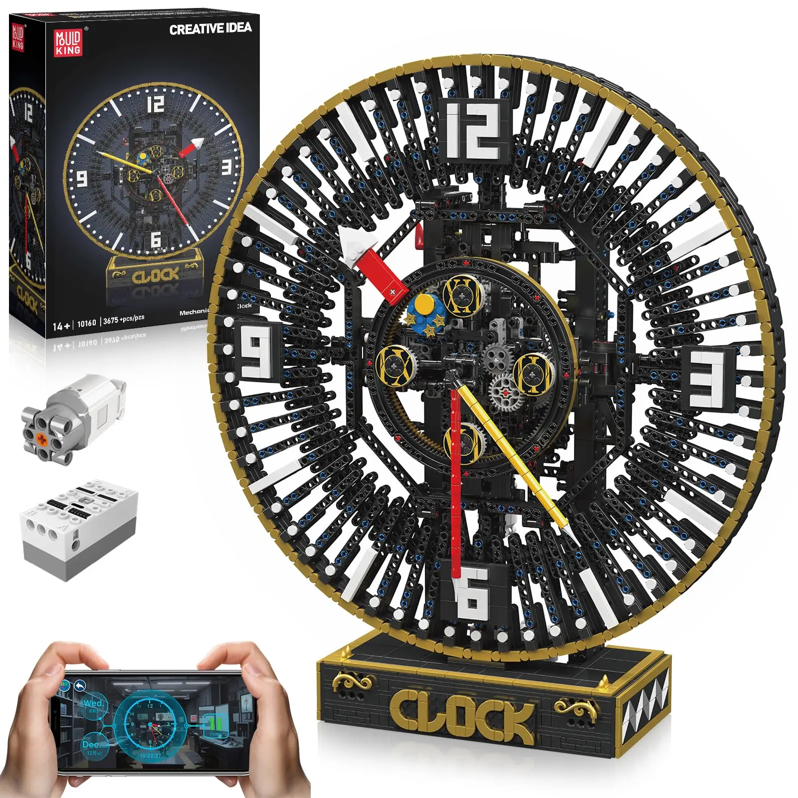 (10160 Piezas, 3675 Bloques) Juego De Bloques De Construcción De Reloj Mecánico Con Engranajes Mecánicos, Controlable Mediante Aplicación
