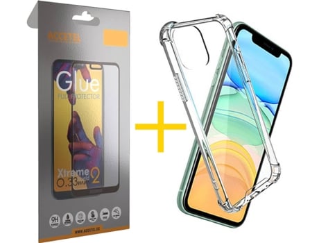 Kit Carcasa y Protector 1 X Cristal Full iPhone 12 Pro Max Skyhe Gel Reforzado Transparente