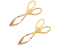 Pinzas para pan Linjou, pinzas de cocina y barbacoa de acero inoxidable (2 unidades, color dorado)