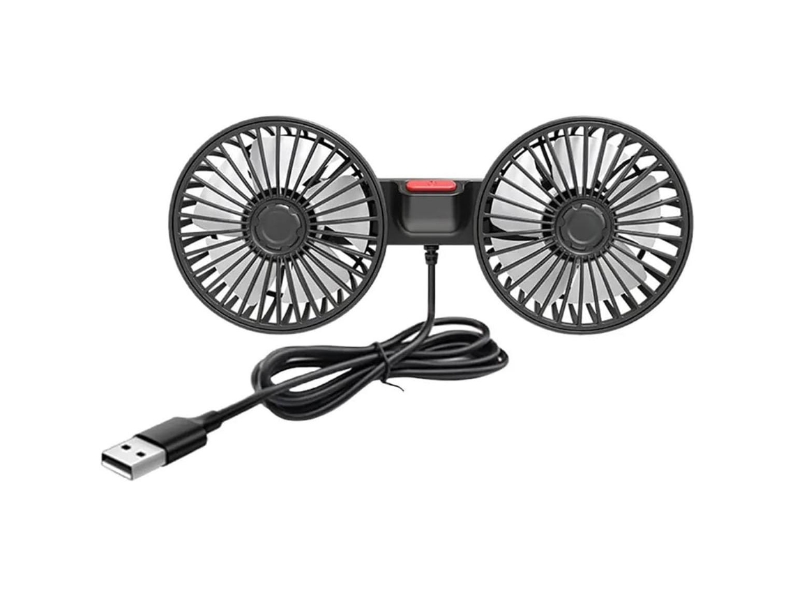 Ventilador De Coche, Puerto Usb, 5v, Ventilador De Coche Tipo Ventosa De Doble Cabeza, 360 Grados De Rotación, 3 Velocidades De Viento