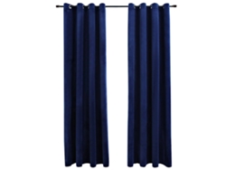 Maison Exclusive - Cortinas Opacas Anillas 2 Pzas Terciopelo Azul Oscuro 140x245cm