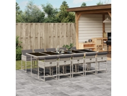 Juego de comedor de jardín de 11 piezas con cojines de mimbre gris DKD Home Decor