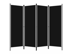 Biombo Divisor | Biombo Separador | Separador De Ambientes De 4 Paneles Negro 200x180 Cm