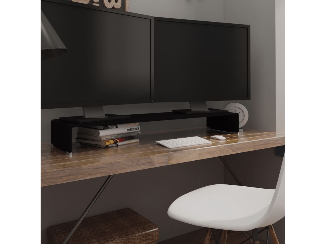 Mueble Suporte de Tv/Monitores en Cristal Negro 110X30X13 Cm