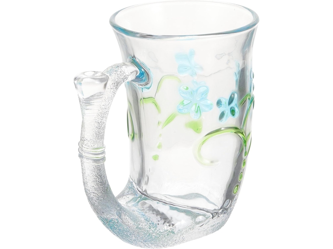 Caneca De Café Multifuncional Em Vidro Azul, 260ml, Com Alça.