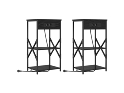 Maison Exclusive - Armario De Noche Con Estante 2 Pcs Roble Negro 41 X 31 X 76 Cm