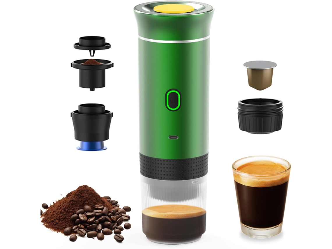 Cafetera Eléctrica Portátil 3 En 1, Cafetera Espresso De Cápsulas Con Un Solo Botón, Calentamiento Rápido, Color Verde GERTIZ