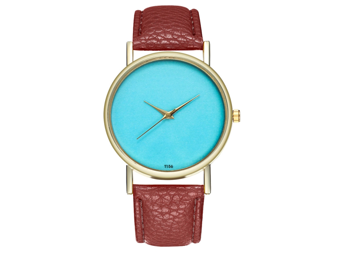 Reloj De Cuero Pu Simple Unisex Con Dial Redondo Para Mujeres Y Hombres De Cuarzo Café