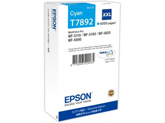 Cartucho de tinta original EPSON T789 34,2 ml , Cian, Alta, XXL, C13T789240