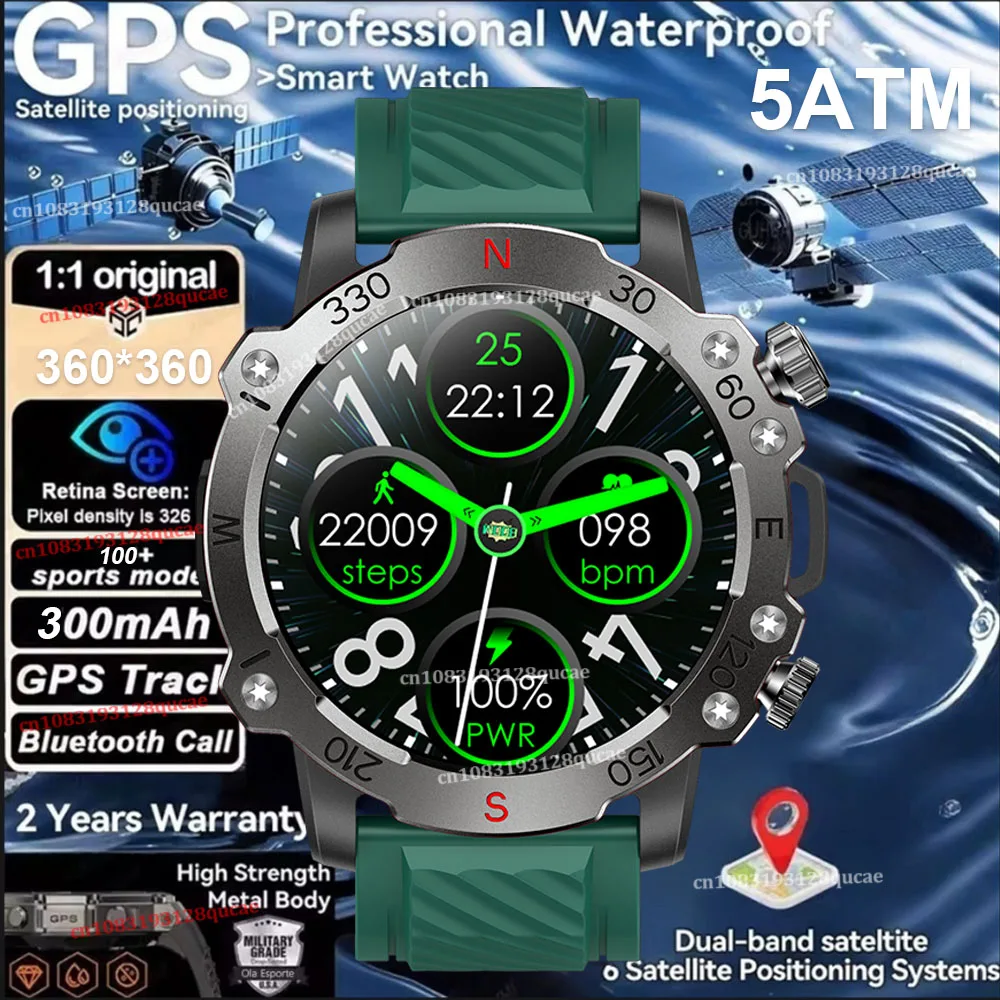 Reloj Inteligente Gps (verde), Resistente Al Agua, Con Gps Gnss De Doble Frecuencia Integrado Y Seguimiento De Movimiento.