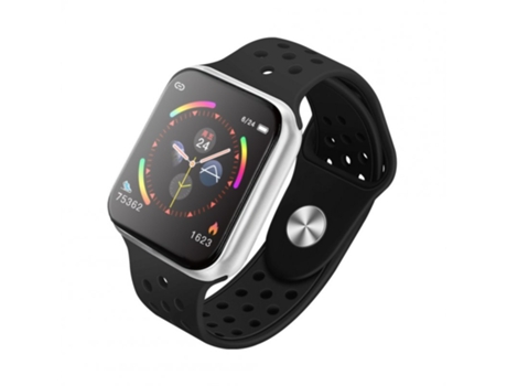 Smartwatch Pantalla táctil colorida Modos múltiples Presión arterial Carcasa plateada Cinturón negro