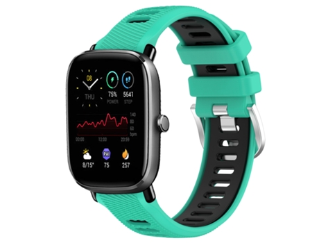 Correa Smartwatch para Amazfit GTS 2 Mini 22mm Textura Cruzada con Hebilla de Acero Silicona Bicolor (Azul Lago + Negro)