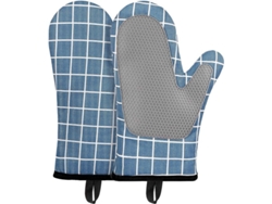 Guantes De Cocina De Silicona Resistentes Al Calor Con Forro De Algodón Antideslizante - Azul
