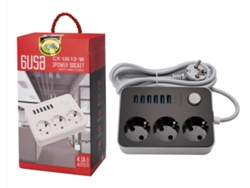 Fio De Extensão 2500w 3 Tomadas® 6 Usb 1.8 M Czhhmart