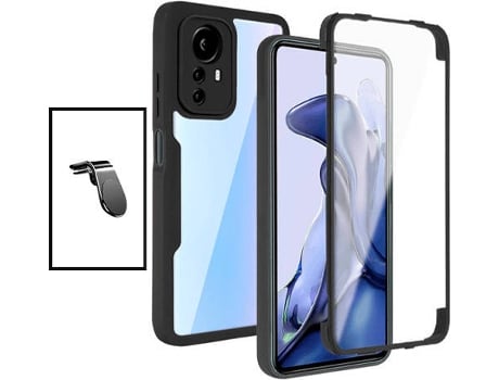 Kit Carcasa 360° Protección Frente y Verso + Soporte Magnético Xiaomi 12 Pro GIFT4ME Negro
