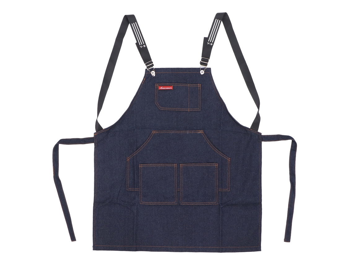 Rebe-Delantal De Canna Jean Para Arte De Nace Ajustable Lavable Para Salon de Belleza Hombres Mujeres Azul