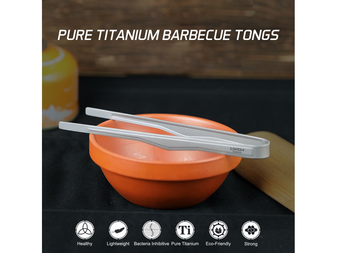 Pinzas De Barbacoa De Titanio Ligero Lijado Para Camping, Senderismo, Excursionismo Y Uso Como Herramienta Para Barbacoa.
