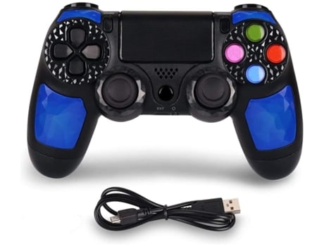 Controlador Ps4 Controlador Inalámbrico Compatible con Controlador P-4 Funciona con Control Remoto Joystick Esmerilado con Cable de Carga Azul YIZH...