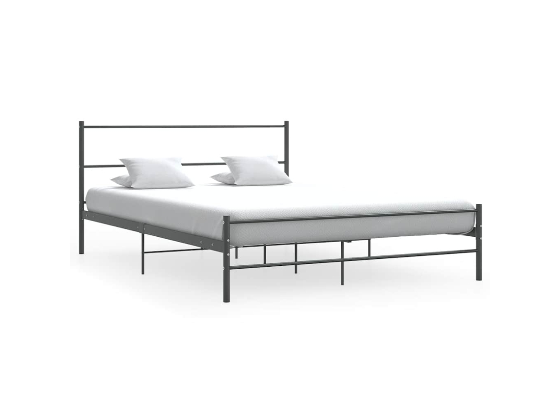 Estructura De Cama Sin Colchón Metal Gris 140x200 Cm