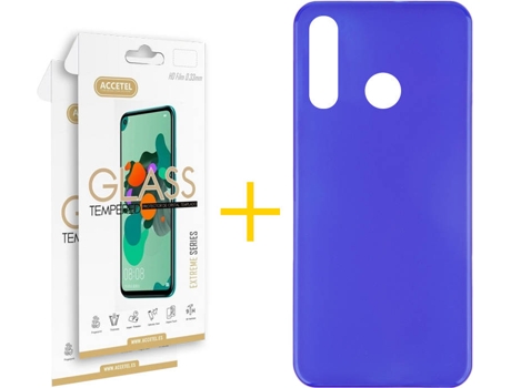 Kit Funda + Protector de Pantalla Huawei P40 Lite-E ACCETEL Cristal Templado 7554 Azul