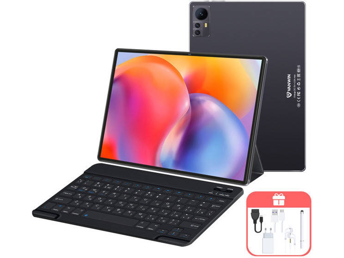 VANWIN S39 Tableta Teclado Bluetooth Funda de cuero Lápiz para auriculares (10.1 - 64 GB - 4 GB RAM - Wi-Fi4G - Negro)