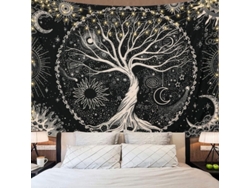 Tapiz Árbol De La Vida Mandala Galaxia Psicodélica Estrellas Estética Negra 59"x79"