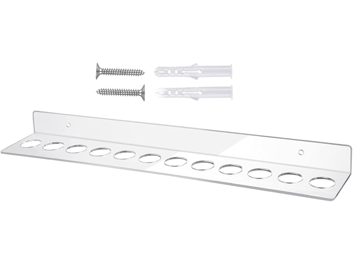 Soporte Para Tijeras Y Peines, Transparente, Para Montaje En Pared Con 12 Ranuras, Ideal Para Peluquerías.