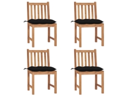 Sillas de jardín DKD Home Decor de 4 piezas con cojines, madera maciza de teca