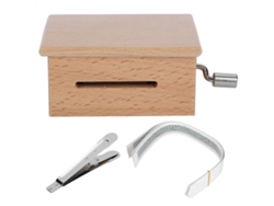 Caja De Música De Madera Para Armar Con Manecilla, 15 Notas, 7 Cintas Blancas Y Perforadora.