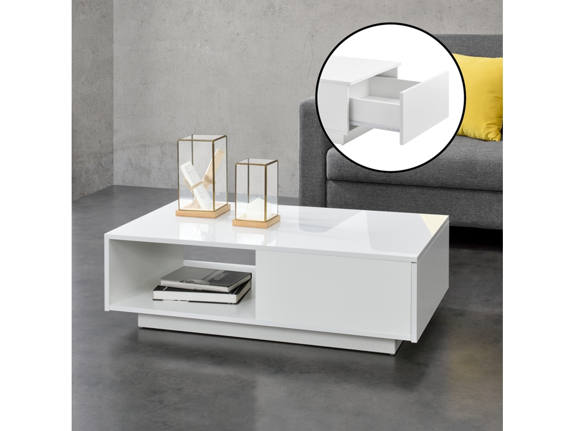 Mesa de Centro [EN.CASA] Biskra  (Blanco - Tablero Recubierto De Melamina - 95 x 55 x 31 cm)