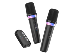 Microfone de Karaokê Sem Fio, Amplificador Bluetooth, Luzes Rgb, Interface Aux de 3,5 Mm MDUG (dois Conjuntos Pretos)