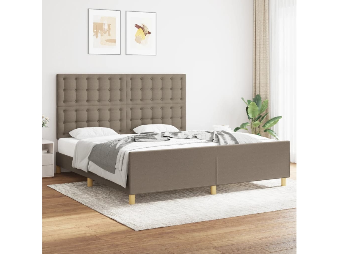 Estructura De Cama Con Cabecero De Tela Gris Taupe 180x200 Cm