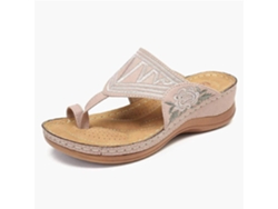 Sandalias de Mujer ZMDECQNA Flor Bordada Comodidad Punta Rosa (39)