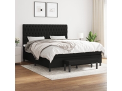 Cama Box Spring Con Colchón Tela Negro 180x200 Cm