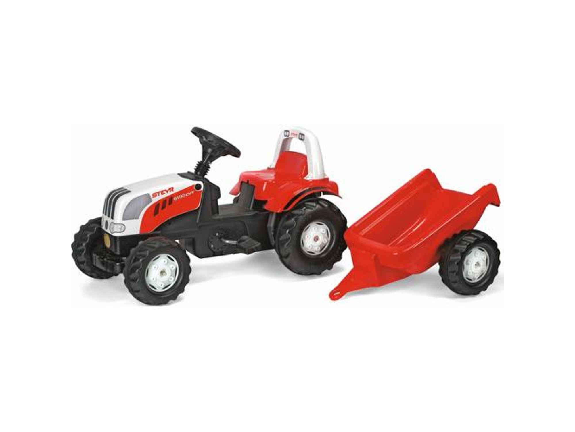 Conjunto de Tractor Steyr ROLLYTOYS Kid con Roll Bar y Remolque