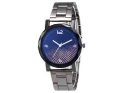 Elegante Reloj De Pulsera Para Parejas Con Brazalete De Acero Y Esfera Redonda Azul Oscuro.
