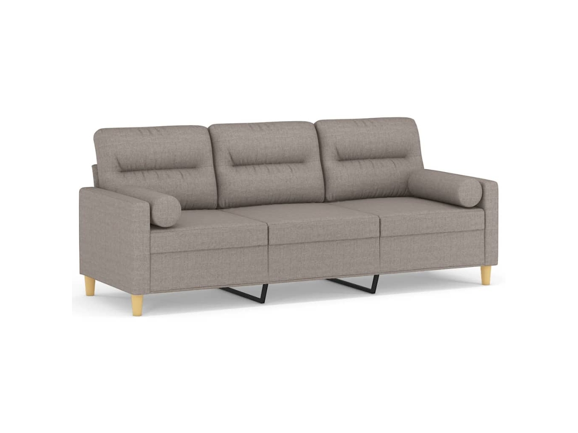 Maison Exclusive - Sofá De 3 Plazas Con Cojines Tela Gris Taupe 180 Cm