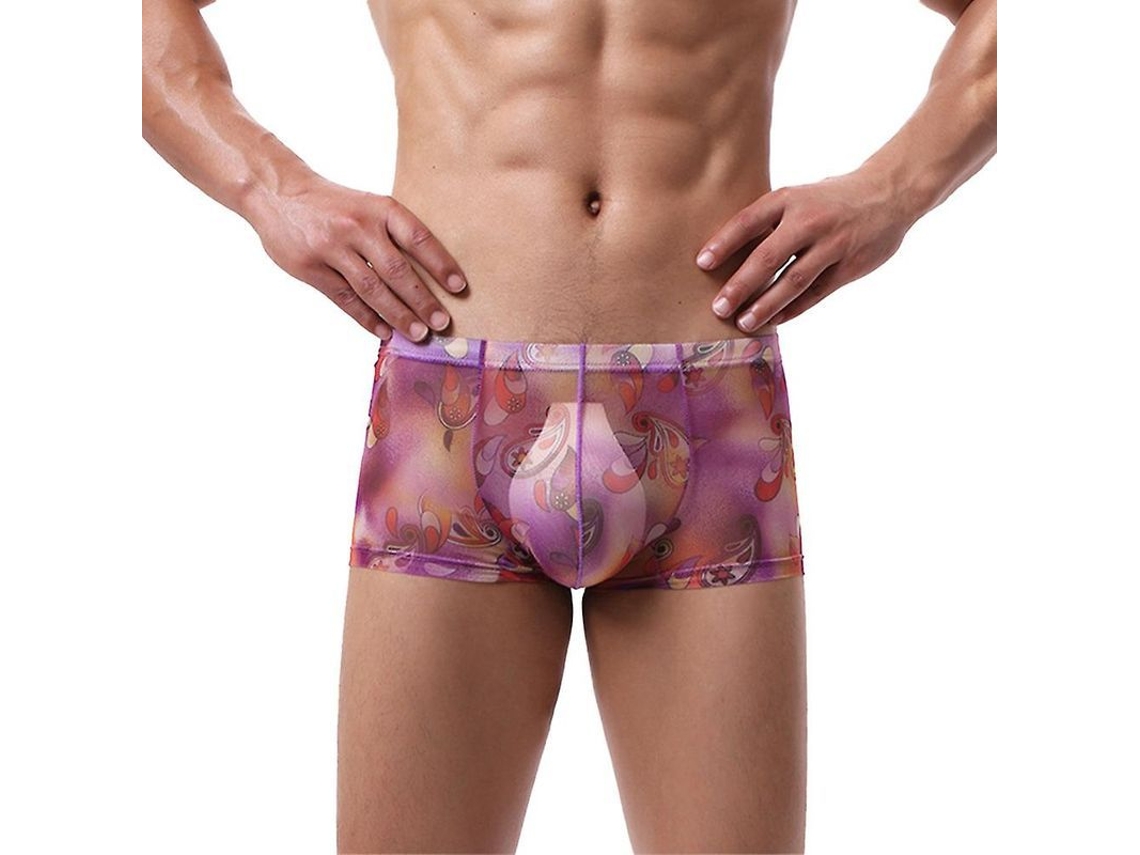 2026-calzoncillos Boxer Briefs Hombre De Encaje Floral Suaves Ropa Interior De Poliéster