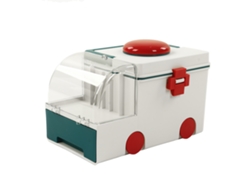 Caixa De Remédios Forma De Ambulância Fofa De Duas Camadas Com Alça Portátil Capacidade Elevada Verde