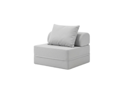 Sofá Modular 1 Lugar Convertible Liso Cinza Gelo