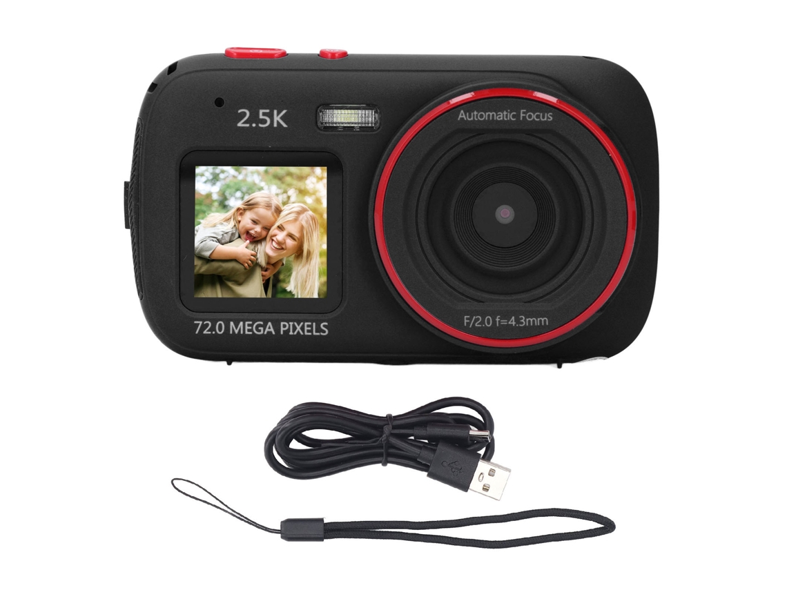 Cámara Digital 72mp 2.5k Pantalla Dual Zoom 16x Autofoco Antishake 750mah Para Viajes Selfie Negro