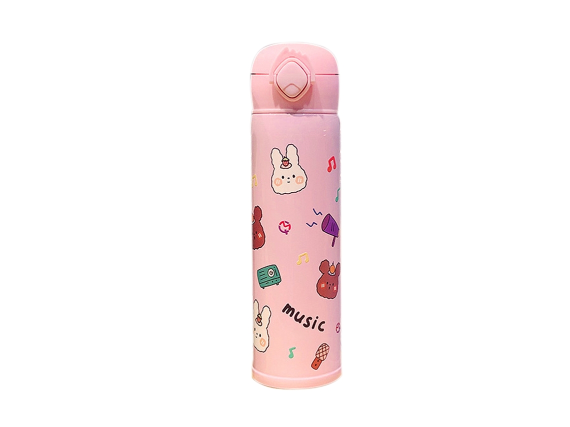 Termo De Acero Inoxidable 304 Con Tapa Abatible, Aislado, Portátil, 450 Ml, Rosa, Para Uso En Exteriores, Viajes Y Oficina.