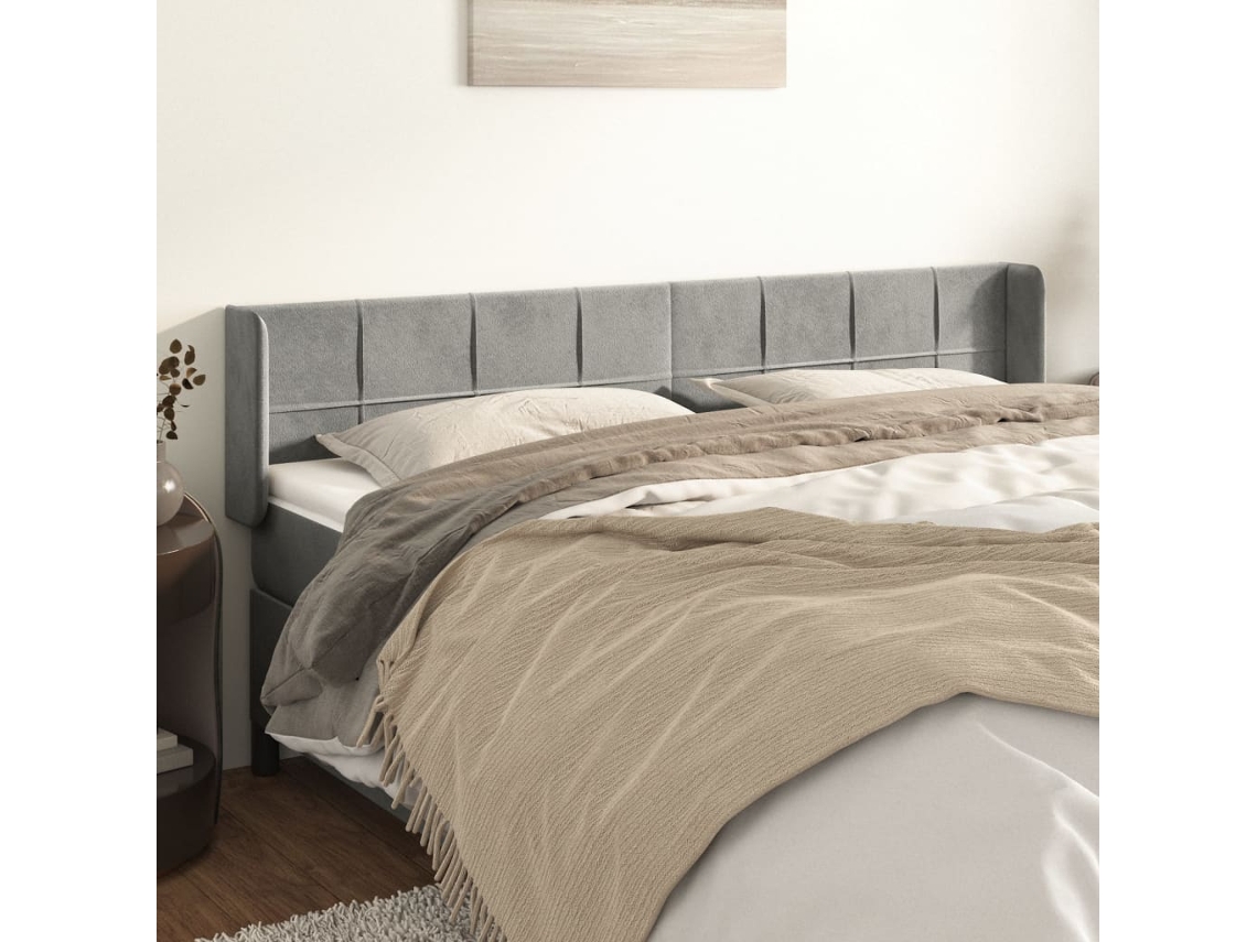Cabecero De Terciopelo Gris Claro 183x16x78/88 Cm