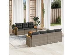 Conjunto de sofá de jardín de 8 piezas con cojines, ratán gris, DKD Home Decor