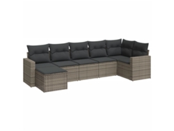Maison Exclusive - Set De Sofás De Jardín 7 Piezas Con Cojines Ratán Pe Gris